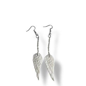 Handmade Pearlescent White Angel Wing Earrings